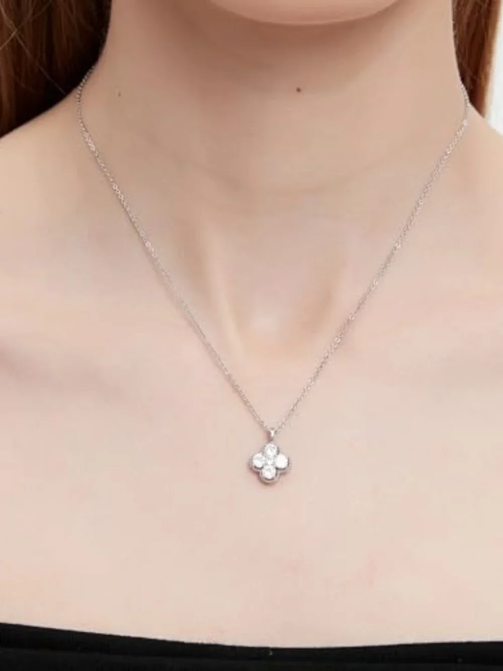 BRAND NEW S925 Silver Clover Necklace and Stud Earrings Jewelry Set